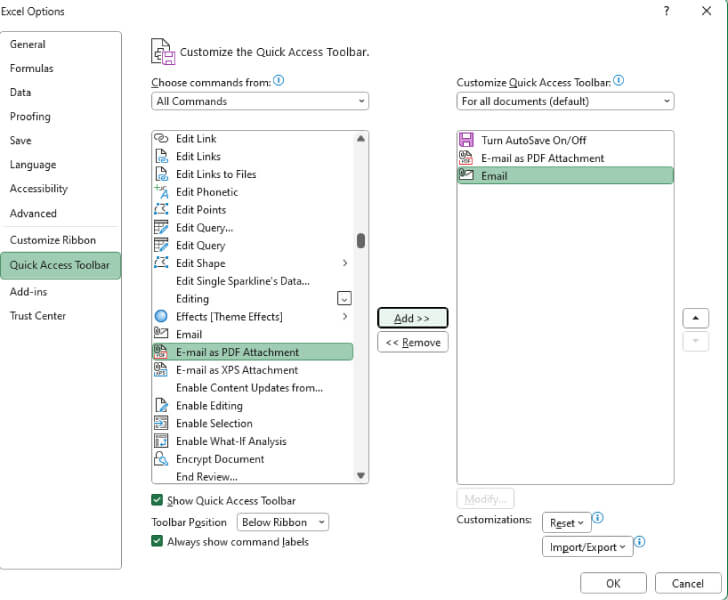 Excel email with attachments